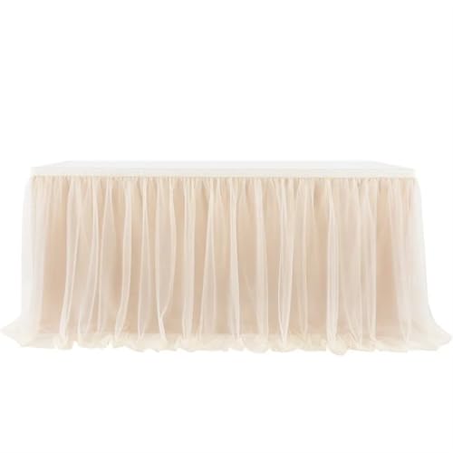 LPATEBCVU Tischrock Tischrock Hochzeitsfeier Tutu Tüll Geschirr Tuch Geburtstagsfeier Wohnkultur Party Dekoration Tischrock(Champagne,245cmx79cm-8ft) von LPATEBCVU