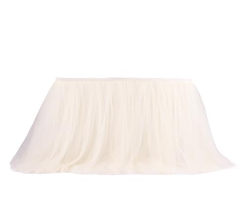 LPATEBCVU Tischrock Tischrock Hochzeitsfeier Tutu Tüll Geschirr Tuch Geburtstagsfeier Wohnkultur Party Dekoration Tischrock(Milky White,200x79cm-6.6ft) von LPATEBCVU