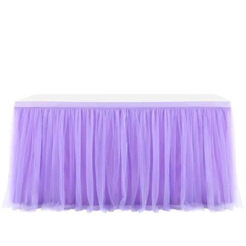 LPATEBCVU Tischrock Tischrock Hochzeitsfeier Tutu Tüll Geschirr Tuch Geburtstagsfeier Wohnkultur Party Dekoration Tischrock(Purple,400cmx79cm-13.2ft) von LPATEBCVU