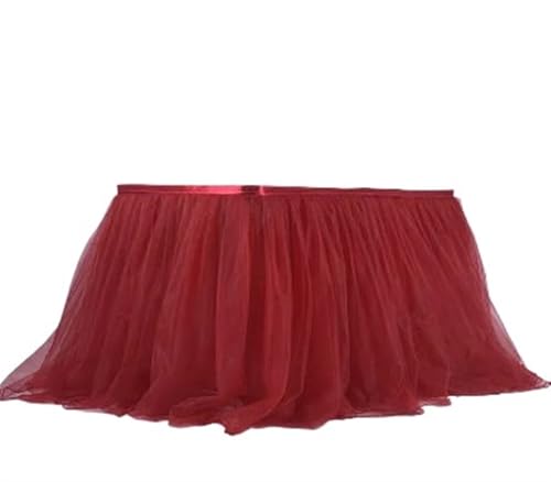 LPATEBCVU Tischrock Tischrock Hochzeitsfeier Tutu Tüll Geschirr Tuch Geburtstagsfeier Wohnkultur Party Dekoration Tischrock(Wine red,400cmx79cm-13.2ft) von LPATEBCVU