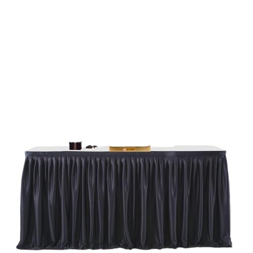 LPATEBCVU Tischrock Tischröcke for rechteckige Tische, Tischröcke mit Rüschen for Partys, Geburtstage, Bankette, Partys, Hochzeiten, Brautpartys, Tischdekorationen(Black,14FT 78x427cm) von LPATEBCVU
