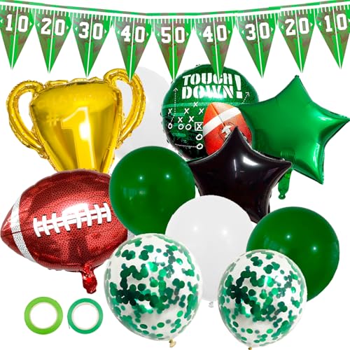 American Football Deko Set, 12 Stück NFL Party Dekoration mit Folienballons und Banner, Superbowl Football Geburtstagsdeko für Sport Motto Party von LPEPLL