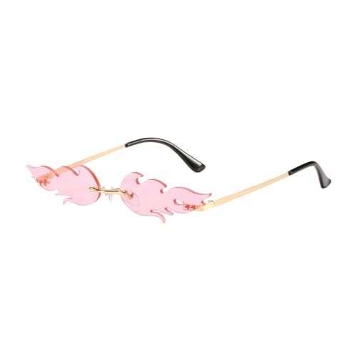 LPNGTNG Damen-Sonnenbrille, trendig, randlos, Metallrahmen, entspiegelt, für Party, Cosplay, Goldblau von LPNGTNG