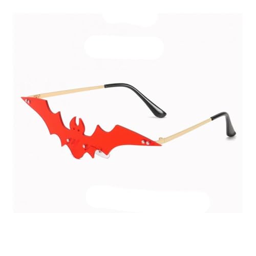 LPNGTNG Damen-Sonnenbrille in Fledermausform, UV-Schutz, trendig, randlos, schlank, Metallrahmen, Persönlichkeit, Party, Cosplay, Brille (A02) von LPNGTNG