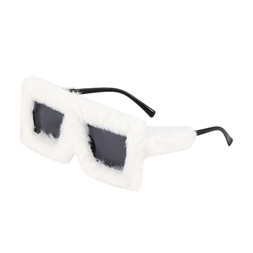 LPNGTNG Übergroße Plüsch-Sonnenbrille, weich, flauschig, Winter-Sonnenbrille, quadratischer Rahmen, für Party, Weihnachten, Halloween, Neuheit (C14) von LPNGTNG
