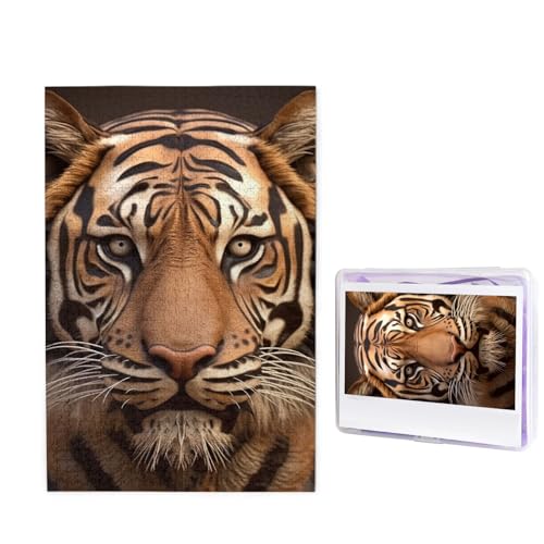 Puzzle 1000 Teile Holzpuzzle 3D Tigerkopf Fotopuzzle Personalisiertes Bilderpuzzle für Erwachsene Benutzerdefinierte Puzzles Herausfordernde Puzzles für Familie Hochzeitsgeschenk von LPSRTWE
