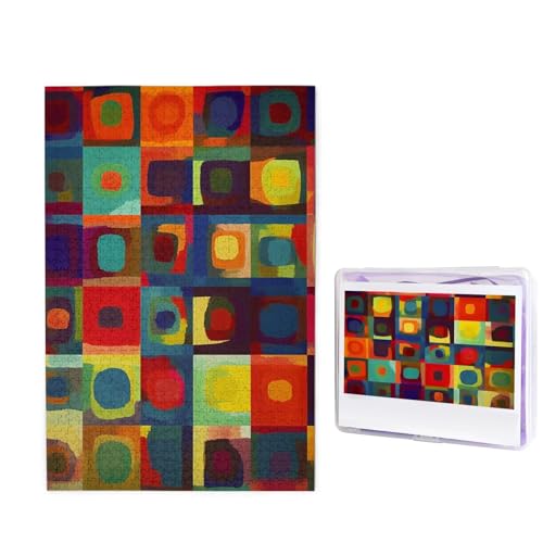 Puzzle 1000 Teile Holzpuzzle Abstrakte Kunst Quadrate Fotopuzzle Personalisiertes Bilderpuzzle für Erwachsene Benutzerdefinierte Puzzles Herausfordernde Puzzles für Familie Hochzeitsgeschenk von LPSRTWE