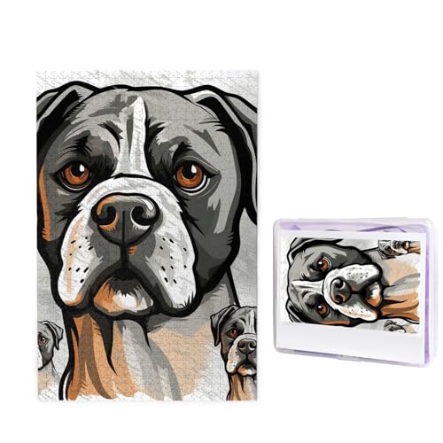 Puzzle 1000 Teile Holzpuzzle Amerikanische Bulldogge Kopf Fotopuzzle Personalisiertes Bilderpuzzle für Erwachsene Benutzerdefinierte Puzzles Herausfordernde Puzzles für Familie Hochzeitsgeschenk von LPSRTWE