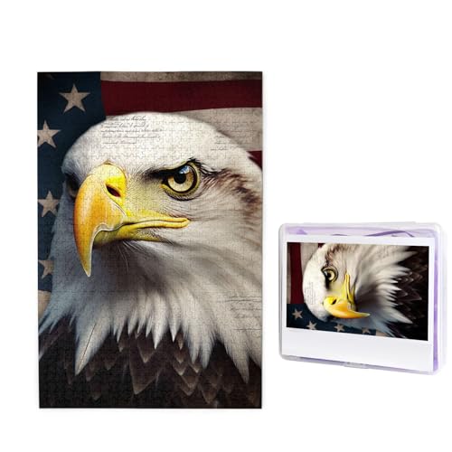 Puzzle 1000 Teile Holzpuzzle Amerikanischer Tieradler Fotopuzzle Personalisiertes Bilderpuzzle für Erwachsene Benutzerdefinierte Puzzles Herausfordernde Puzzles für Familie Hochzeitsgeschenk von LPSRTWE