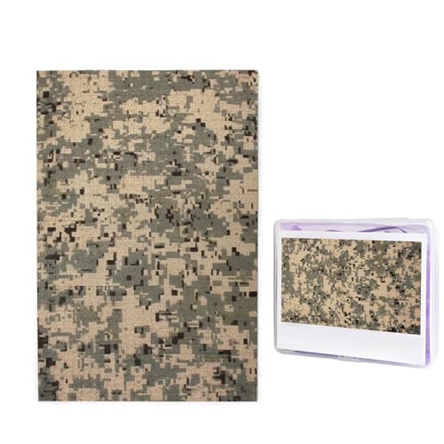 Puzzle 1000 Teile Holzpuzzle Armee Digital Camouflage Fotopuzzle Personalisiertes Bilderpuzzle für Erwachsene Benutzerdefinierte Puzzles Herausfordernde Puzzles für Familie Hochzeitsgeschenk von LPSRTWE