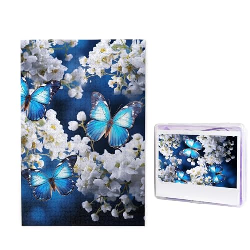 Puzzle 1000 Teile Holzpuzzle Blaue Schmetterlinge Weiße Blumen Fotopuzzle Personalisiertes Bilderpuzzle für Erwachsene Benutzerdefinierte Puzzles Herausfordernde Puzzles für Familie Hochzeitsgeschenk Puzzle 1000 Teile Holzpuzzle Blaue Schmetterlinge Weiße Blumen Fotopuzzle Personalisiertes Bilderpuzzle für Erwachsene Benutzerdefinierte Puzzles Herausfordernde Puzzles für Familie Hochzeitsgeschenk von LPSRTWE