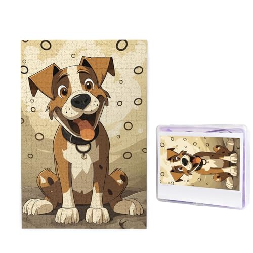 Puzzle 1000 Teile Holzpuzzle Cartoon Hund Knochen Fotopuzzle Personalisiertes Bilderpuzzle für Erwachsene Benutzerdefinierte Puzzles Herausfordernde Puzzles für Familie Hochzeitsgeschenk von LPSRTWE