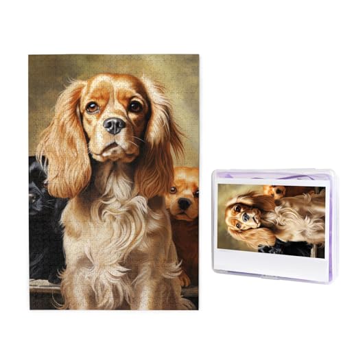Puzzle 1000 Teile Holzpuzzle Cocker Spaniel Fotopuzzle Personalisiertes Bilderpuzzle für Erwachsene Benutzerdefinierte Puzzles Herausfordernde Puzzles für Familie Hochzeitsgeschenk von LPSRTWE