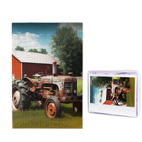 Puzzle 1000 Teile Holzpuzzle Company Bauernhof Traktor Fotopuzzle Personalisiertes Bilderpuzzle für Erwachsene Benutzerdefinierte Puzzles Herausfordernde Puzzles für Familie Hochzeitsgeschenk von LPSRTWE