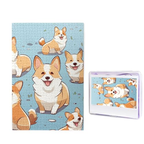 Puzzle 1000 Teile Holzpuzzle Corgi-Muster Corgi-Muster Fotopuzzle Personalisiertes Bilderpuzzle für Erwachsene Benutzerdefinierte Puzzles Herausfordernde Puzzles für Familie Hochzeitsgeschenk von LPSRTWE