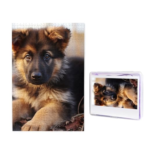 Puzzle 1000 Teile Holzpuzzle Deutscher Schäferhund Welpe Fotopuzzle Personalisiertes Bilderpuzzle für Erwachsene Benutzerdefinierte Puzzles Herausfordernde Puzzles für Familie Hochzeitsgeschenk von LPSRTWE