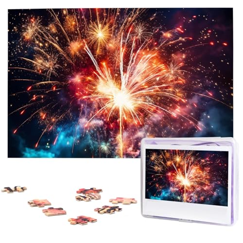 Puzzle 1000 Teile Holzpuzzle Explosion Feuerwerk Fotopuzzle Personalisiertes Bilderpuzzle für Erwachsene Benutzerdefinierte Puzzles Herausfordernde Puzzles für Familie Hochzeitsgeschenk von LPSRTWE