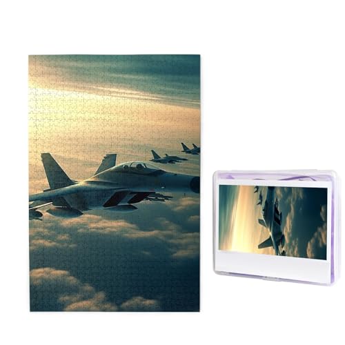 Puzzle 1000 Teile Holzpuzzle Flugzeug Kampfflugzeuge Fotopuzzle Personalisiertes Bilderpuzzle für Erwachsene Benutzerdefinierte Puzzles Herausfordernde Puzzles für Familie Hochzeitsgeschenk von LPSRTWE