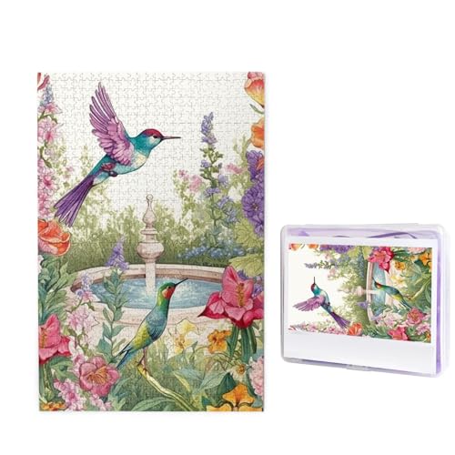 Puzzle 1000 Teile Holzpuzzle Garten mit Vögeln und Blumen Fotopuzzle Personalisiertes Bilderpuzzle für Erwachsene Benutzerdefinierte Puzzles Herausfordernde Puzzles für Familie Hochzeitsgeschenk von LPSRTWE