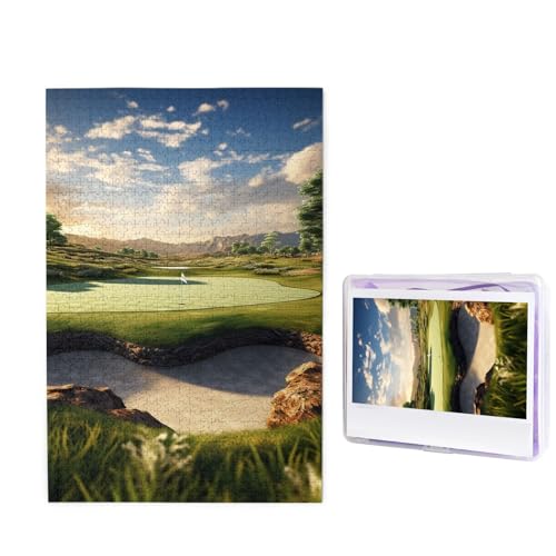 Puzzle 1000 Teile Holzpuzzle Golfplatz Fotopuzzle Personalisiertes Bilderpuzzle für Erwachsene Benutzerdefinierte Puzzles Herausfordernde Puzzles für Familie Hochzeitsgeschenk von LPSRTWE