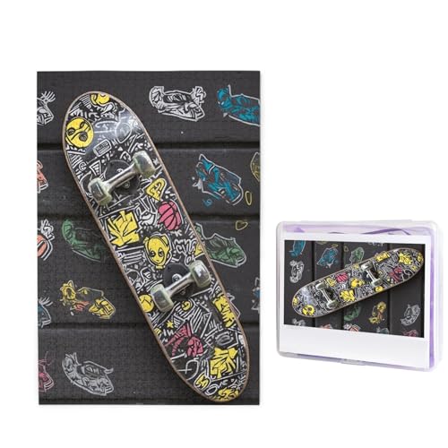 Puzzle 1000 Teile Holzpuzzle Graffiti Skateboard Fotopuzzle Personalisiertes Bilderpuzzle für Erwachsene Benutzerdefinierte Puzzles Herausfordernde Puzzles für Familie Hochzeitsgeschenk von LPSRTWE