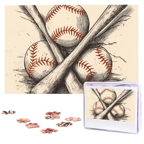 Puzzle 1000 Teile Holzpuzzle Handgezeichnete Baseballschläger und Ball Fotopuzzle Personalisiertes Bilderpuzzle für Erwachsene Benutzerdefinierte Puzzles Herausfordernde Puzzles für Familie Puzzle 1000 Teile Holzpuzzle Handgezeichnete Baseballschläger und Ball Fotopuzzle Personalisiertes Bilderpuzzle für Erwachsene Benutzerdefinierte Puzzles Herausfordernde Puzzles für Familie von LPSRTWE