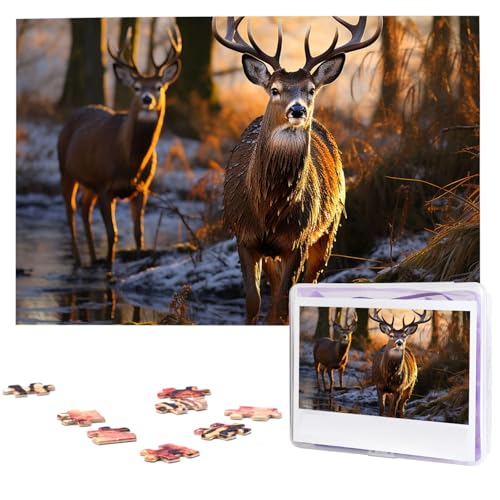 Puzzle 1000 Teile Holzpuzzle Hirsche Bild Fotopuzzle Personalisiertes Bilderpuzzle für Erwachsene Benutzerdefinierte Puzzles Herausfordernde Puzzles für Familie Hochzeitsgeschenk von LPSRTWE