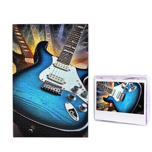 Puzzle 1000 Teile Holzpuzzle Magische E-Gitarre Musik Fotopuzzle Personalisiertes Bilderpuzzle für Erwachsene Benutzerdefinierte Puzzles Herausfordernde Puzzles für Familie Hochzeitsgeschenk von LPSRTWE