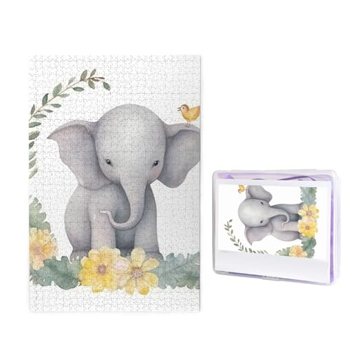Puzzle 1000 Teile Holzpuzzle Niedlicher Elefant Fotopuzzle Personalisiertes Bilderpuzzle für Erwachsene Benutzerdefinierte Puzzles Herausfordernde Puzzles für Familie Hochzeitsgeschenk von LPSRTWE