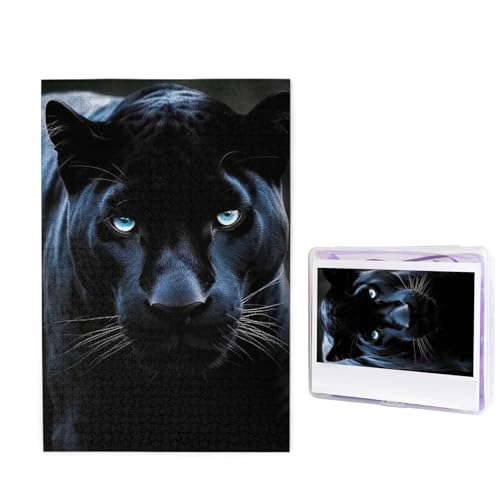 Puzzle 1000 Teile Holzpuzzle Panther mit blauen Augen Fotopuzzle Personalisiertes Bilderpuzzle für Erwachsene Benutzerdefinierte Puzzles Herausfordernde Puzzles für Familie Hochzeitsgeschenk von LPSRTWE