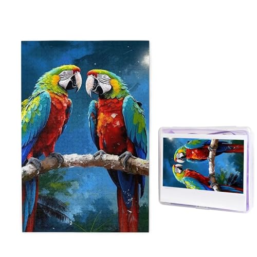 Puzzle 1000 Teile Holzpuzzle Papageien Fotopuzzle Personalisiertes Bilderpuzzle für Erwachsene Benutzerdefinierte Puzzles Herausfordernde Puzzles für Familie Hochzeitsgeschenk von LPSRTWE