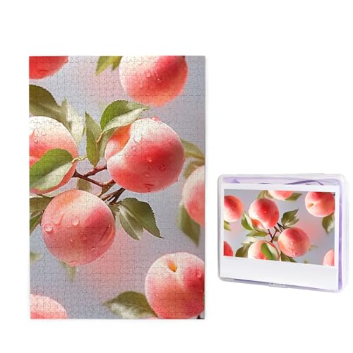 Puzzle 1000 Teile Holzpuzzle Pfirsich-Fotopuzzle Personalisiertes Bilderpuzzle für Erwachsene Benutzerdefinierte Puzzles Herausfordernde Puzzles für Familie Hochzeitsgeschenk von LPSRTWE