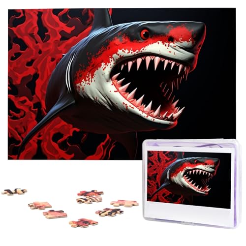 Puzzle 1000 Teile Holzpuzzle Rot-Schwarz Hai Fotopuzzle Personalisiertes Bilderpuzzle für Erwachsene Benutzerdefinierte Puzzles Herausfordernde Puzzles für Familie Hochzeitsgeschenk Puzzle 1000 Teile Holzpuzzle Rot-Schwarz Hai Fotopuzzle Personalisiertes Bilderpuzzle für Erwachsene Benutzerdefinierte Puzzles Herausfordernde Puzzles für Familie Hochzeitsgeschenk von LPSRTWE