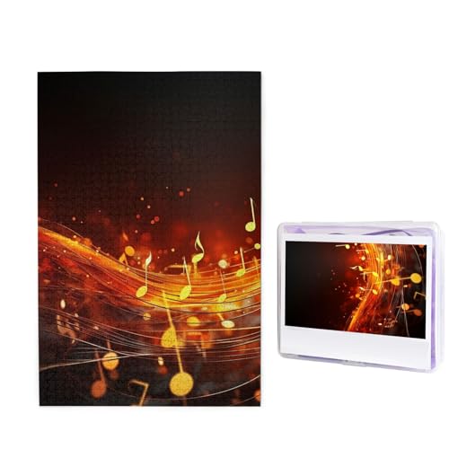 Puzzle 1000 Teile Holzpuzzle Rote Flamme Musiknote Fotopuzzle Personalisiertes Bilderpuzzle für Erwachsene Benutzerdefinierte Puzzles Herausfordernde Puzzles für Familie Hochzeitsgeschenk von LPSRTWE