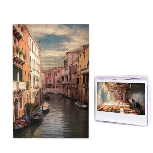 Puzzle 1000 Teile Holzpuzzle Schöne Venedig K View Fotopuzzle Personalisiertes Bilderpuzzle für Erwachsene Benutzerdefinierte Puzzles Herausfordernde Puzzles für Familie Hochzeitsgeschenk von LPSRTWE