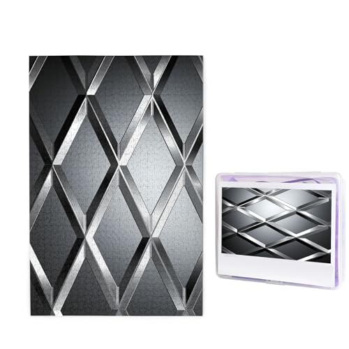 Puzzle 1000 Teile Holzpuzzle Silber Geometrische Figur Fotopuzzle Personalisiertes Bildpuzzle für Erwachsene Benutzerdefinierte Puzzles Herausfordernde Puzzles für Familie Hochzeitsgeschenk von LPSRTWE