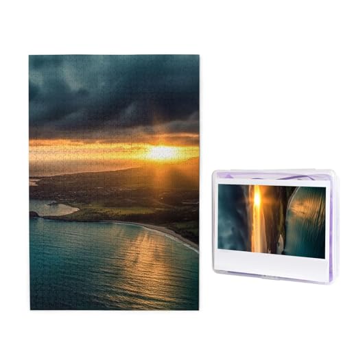 Puzzle 1000 Teile Holzpuzzle Sonnenaufgang über Hawaii Fotopuzzle Personalisiertes Bilderpuzzle für Erwachsene Benutzerdefinierte Puzzles Herausfordernde Puzzles für Familie Hochzeitsgeschenk von LPSRTWE