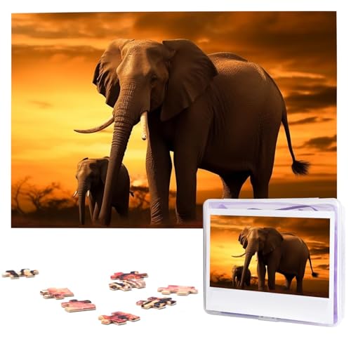 Puzzle 1000 Teile Holzpuzzle Sonnenuntergang Eltern-Kind-Elefanten-Fotopuzzle Personalisiertes Bilderpuzzle für Erwachsene Benutzerdefinierte Puzzles Herausfordernde Puzzles für Familie Puzzle 1000 Teile Holzpuzzle Sonnenuntergang Eltern-Kind-Elefanten-Fotopuzzle Personalisiertes Bilderpuzzle für Erwachsene Benutzerdefinierte Puzzles Herausfordernde Puzzles für Familie von LPSRTWE