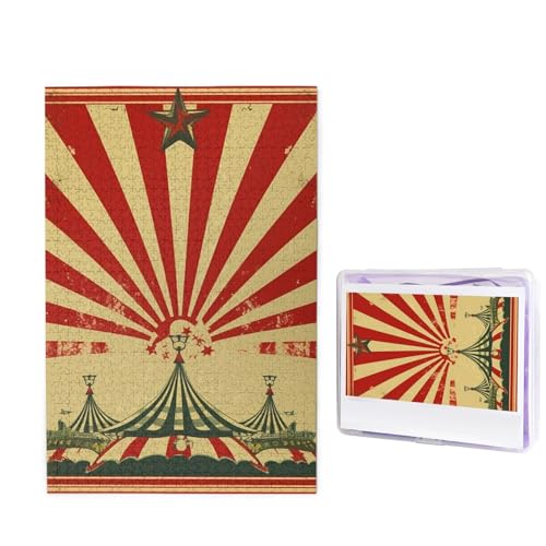 Puzzle 1000 Teile Holzpuzzle Vintage Zirkus Hintergrund Fotopuzzle Personalisiertes Bilderpuzzle für Erwachsene Benutzerdefinierte Puzzles Herausfordernde Puzzles für Familie Hochzeitsgeschenk von LPSRTWE