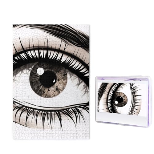 Puzzle 1000 Teile Holzpuzzle Wimpern Fotopuzzle Personalisiertes Bilderpuzzle für Erwachsene Benutzerdefinierte Puzzles Herausfordernde Puzzles für Familie Hochzeitsgeschenk von LPSRTWE