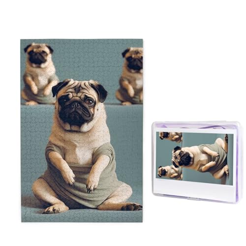 Puzzle 1000 Teile Holzpuzzle Yoga Mops Fotopuzzle Personalisiertes Bildpuzzle für Erwachsene Benutzerdefinierte Puzzles Herausfordernde Puzzles für Familie Hochzeitsgeschenk von LPSRTWE