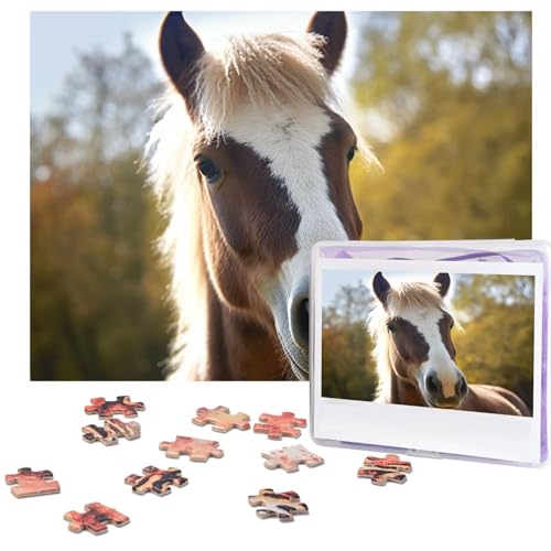 Puzzle 500 Teile Holzpuzzle Tier Pony Pferd Fotopuzzle Personalisiertes Bilderpuzzle für Erwachsene Benutzerdefinierte Puzzles Herausfordernde Puzzles für Familie Hochzeitsgeschenk von LPSRTWE
