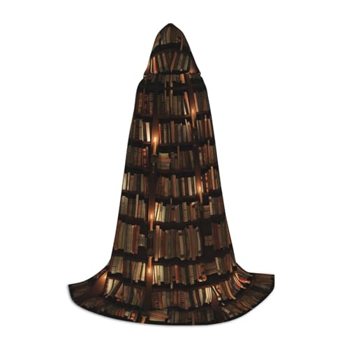 LPWTYCBV Buchzimmer Mysterious Library Print Kapuzenumhang für Jugendliche Bequem und Langlebig Kostüm Umhang für Halloween von LPWTYCBV