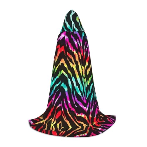 LPWTYCBV Bunter Regenbogen-Zebra-Druck, Kapuzenumhang für Teenager, bequemer und langlebiger Kostüm-Umhang für Halloween von LPWTYCBV