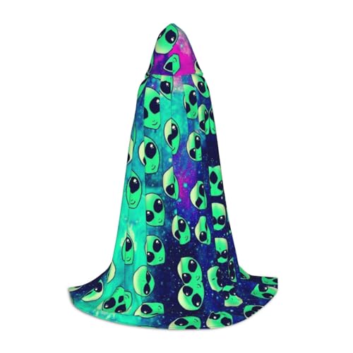 LPWTYCBV Grüner Alien-Print Kapuzenumhang für Teenager, bequemer und langlebiger Kostüm-Umhang für Halloween von LPWTYCBV