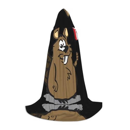 LPWTYCBV Kapuzenumhang mit Biber-Druck, für Teenager, bequemer und langlebiger Kostüm-Umhang für Halloween LPWTYCBV Kapuzenumhang mit Biber-Druck, für Teenager, bequemer und langlebiger Kostüm-Umhang für Halloween von LPWTYCBV