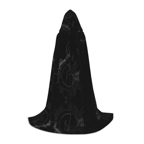 LPWTYCBV Kapuzenumhang mit Musikdruck, für Teenager, bequemer und langlebiger Kostüm-Umhang für Halloween von LPWTYCBV