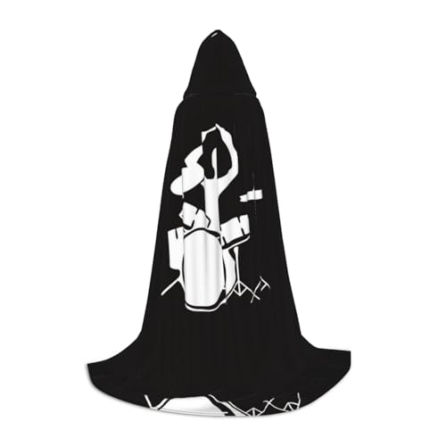 LPWTYCBV Kapuzenumhang mit Schlagzeug-Druck, für Teenager, bequemer und langlebiger Kostüm-Umhang für Halloween von LPWTYCBV