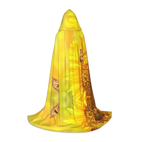 LPWTYCBV Kapuzenumhang mit Sonnenblume und Schmetterling, Sonnenblumen-Motiv, für Teenager, bequemer und langlebiger Kostüm-Umhang für Halloween LPWTYCBV Kapuzenumhang mit Sonnenblume und Schmetterling, Sonnenblumen-Motiv, für Teenager, bequemer und langlebiger Kostüm-Umhang für Halloween von LPWTYCBV