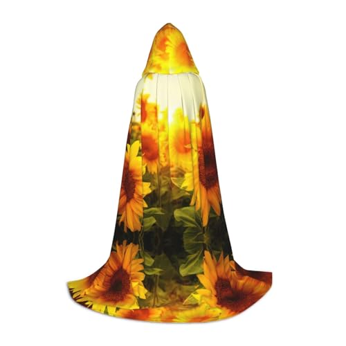 LPWTYCBV Kapuzenumhang mit Sonnenblumendruck für Teenager, bequemer und langlebiger Kostüm-Umhang für Halloween von LPWTYCBV